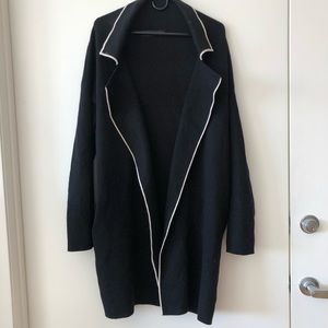 ZARA NAVY BLUE LONG KNIT SWEATER JACKET